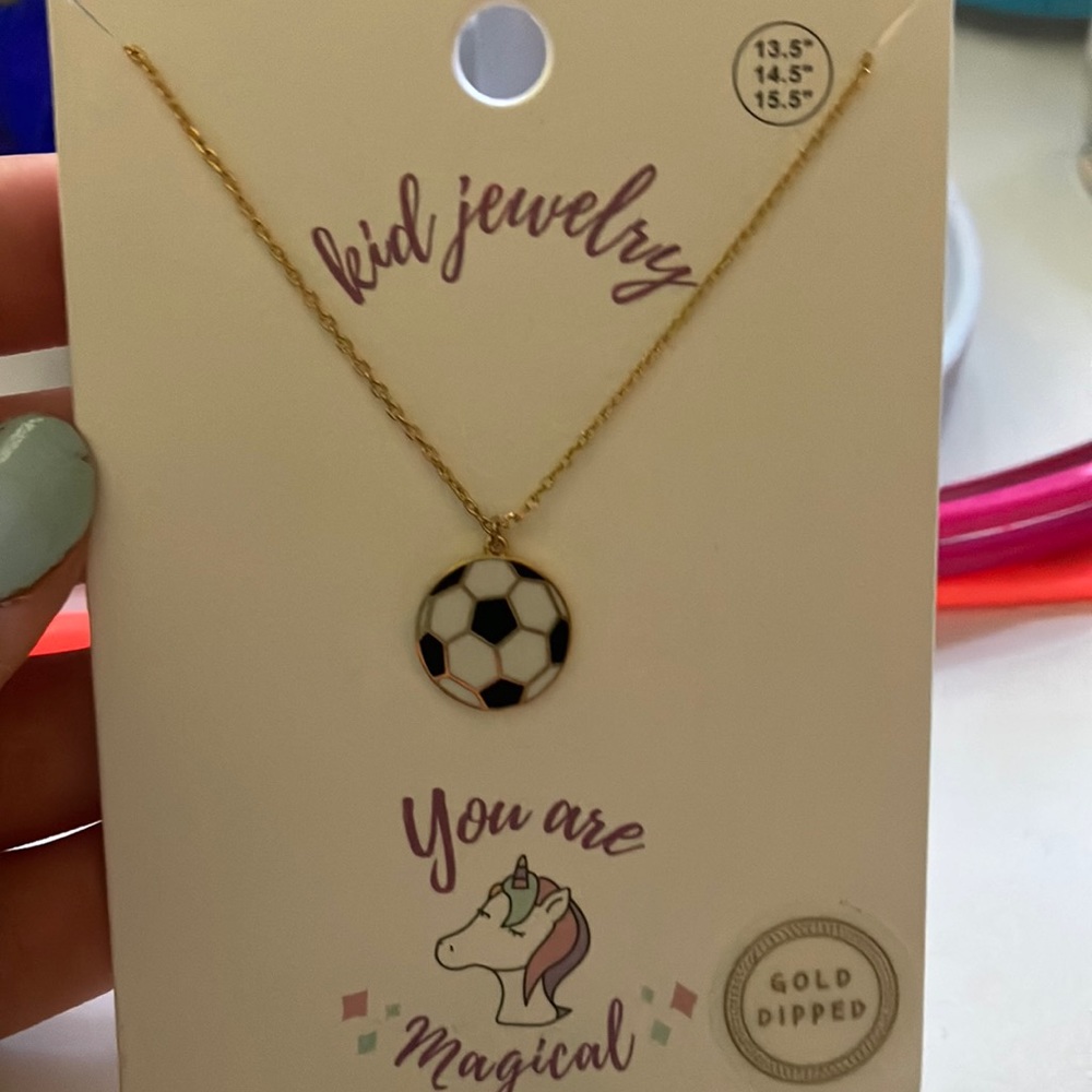 necklace, soccer charm